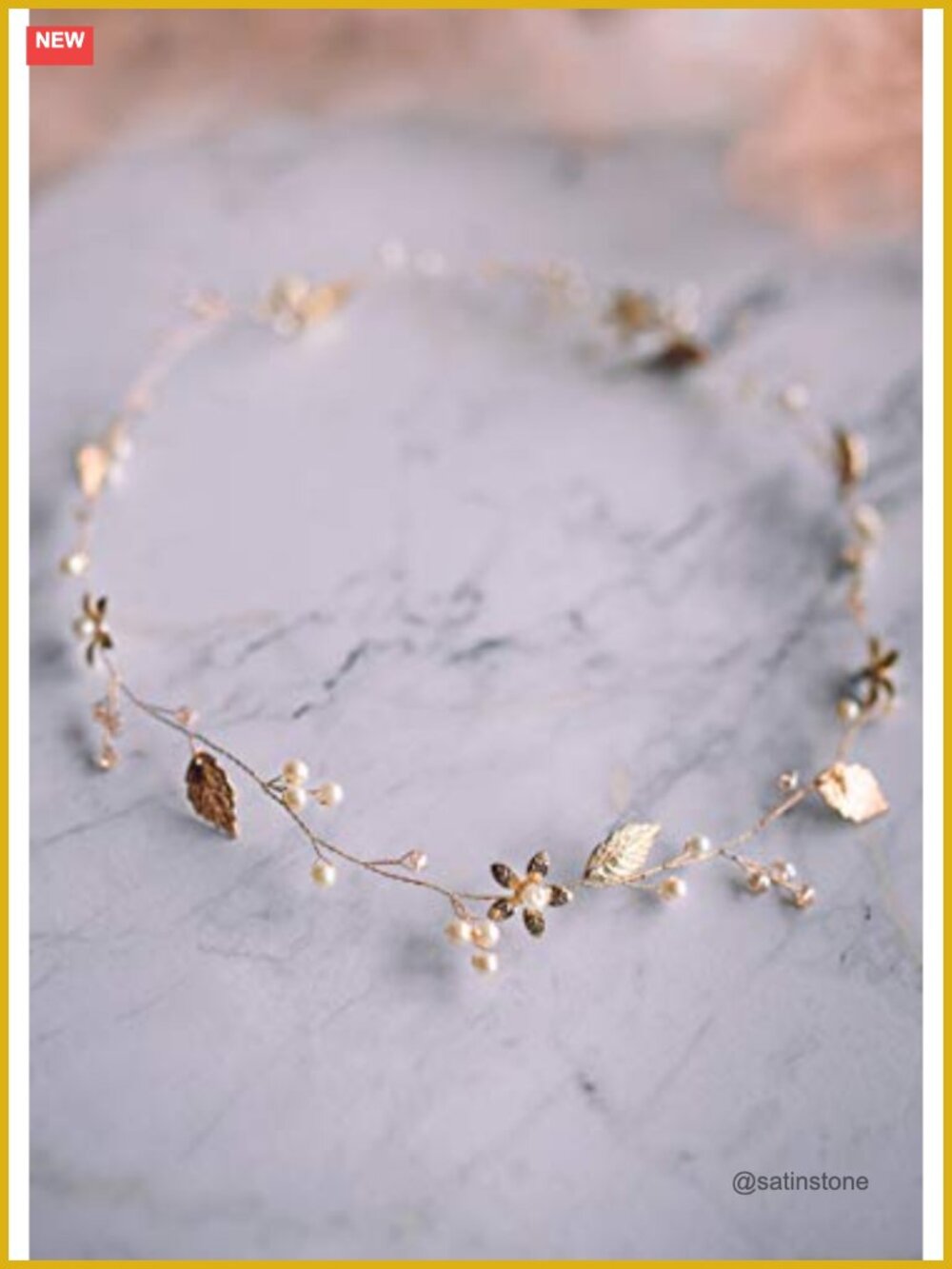 Handmade Crystal Pearl Wedding Headband 13 Inch Bridal Hair Accessory